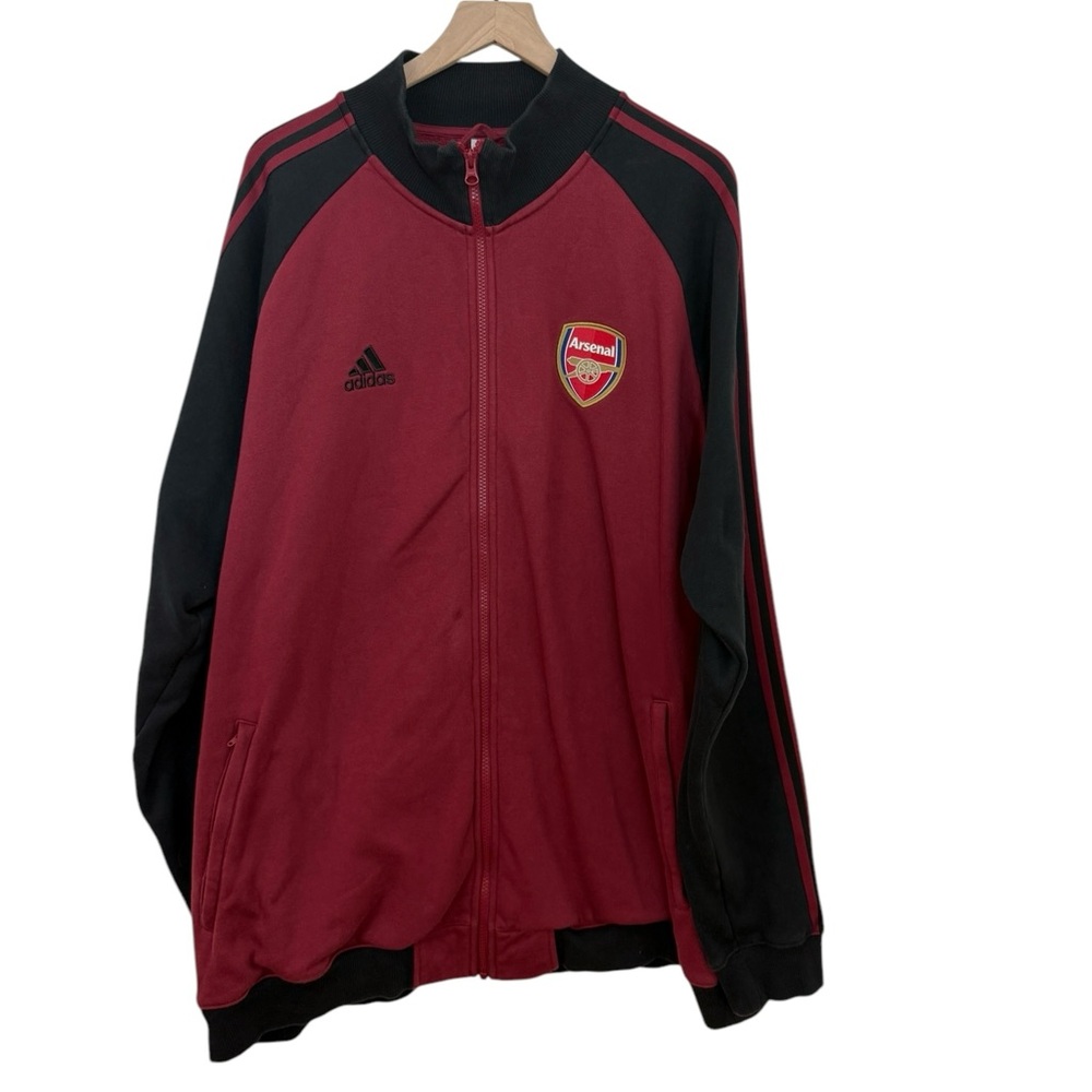 Adidas Men's Size 3XL Maroon Black Arsenol Anthem Full Zip Athletic Jacket